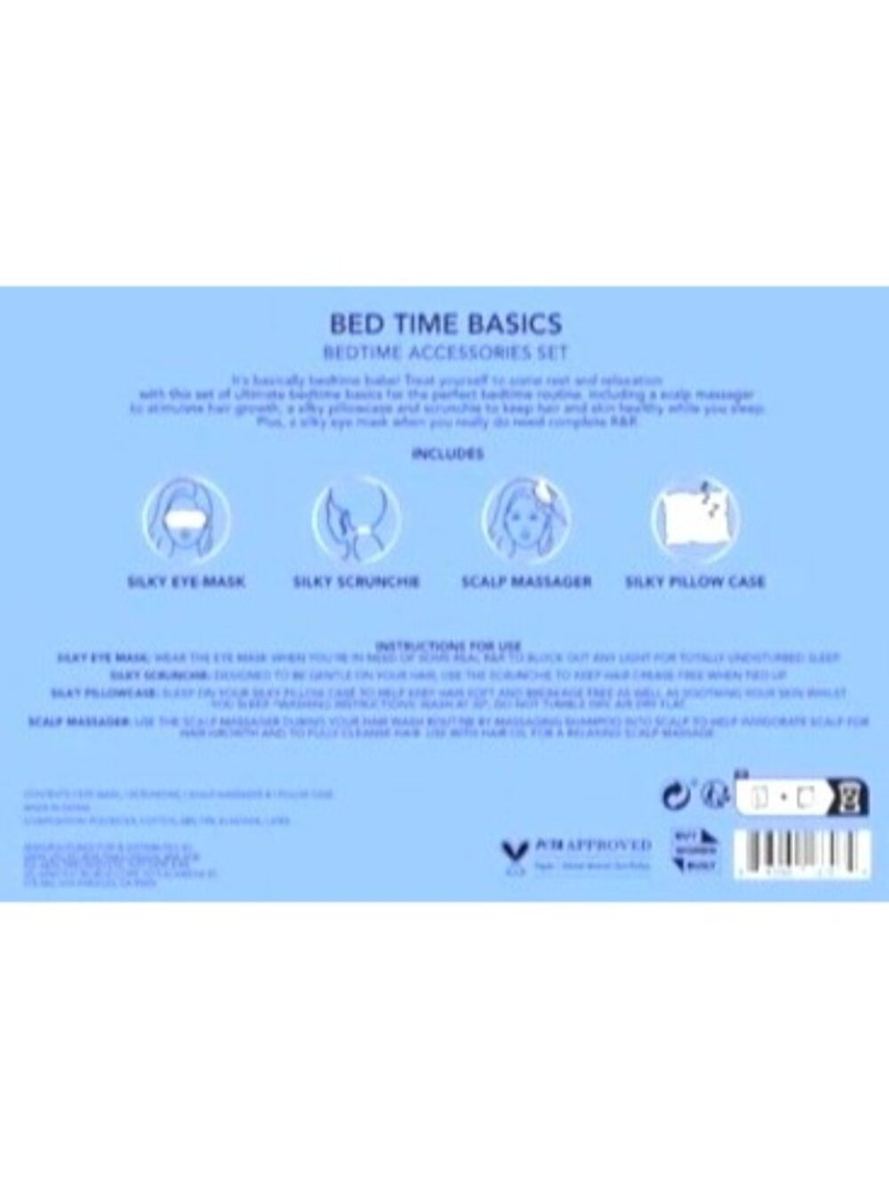 Holler & Glow Bedtime Basics 4-Piece Set Silk Eye Mask Scrunchie Scalp Massager - Picture 5 of 10